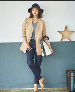 S码1.9W+小码日杂揭载东原亚希 清爽V领简约西服外套鹿皮绒女