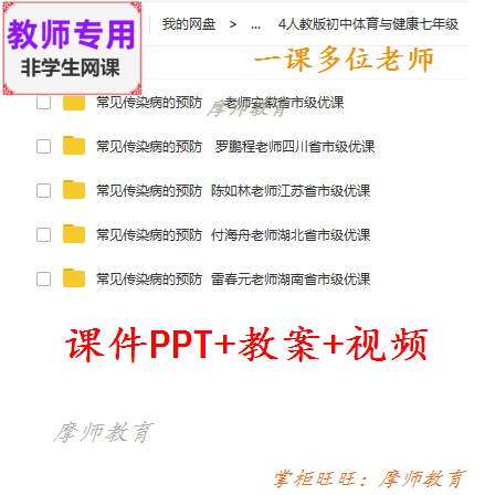 人教版体育与健康七年级《常见传染病的预防》课件教案视频教师用