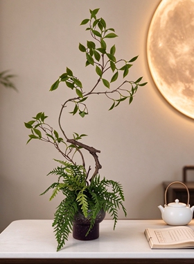 新中式禅意仿真绿植盆景摆件