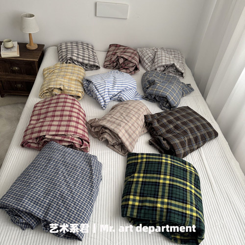 ins风简约色织纯棉水洗棉床单