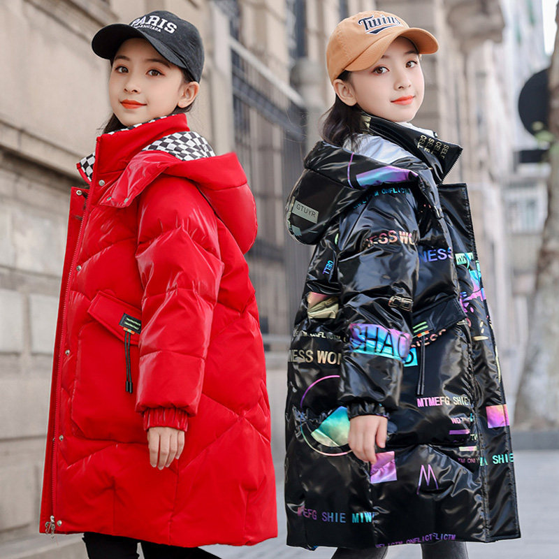 儿童新款正品羽绒服女童中大童中长款90%白鸭绒加厚洋气冬装外套