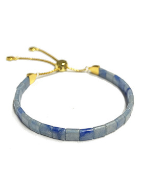 简约百搭蓝东陵玉小方块手链净心时尚个性气质生日礼物情侣女生