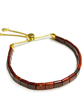 天然红伊丁小方块手链鸡血石手环深红宝石女款