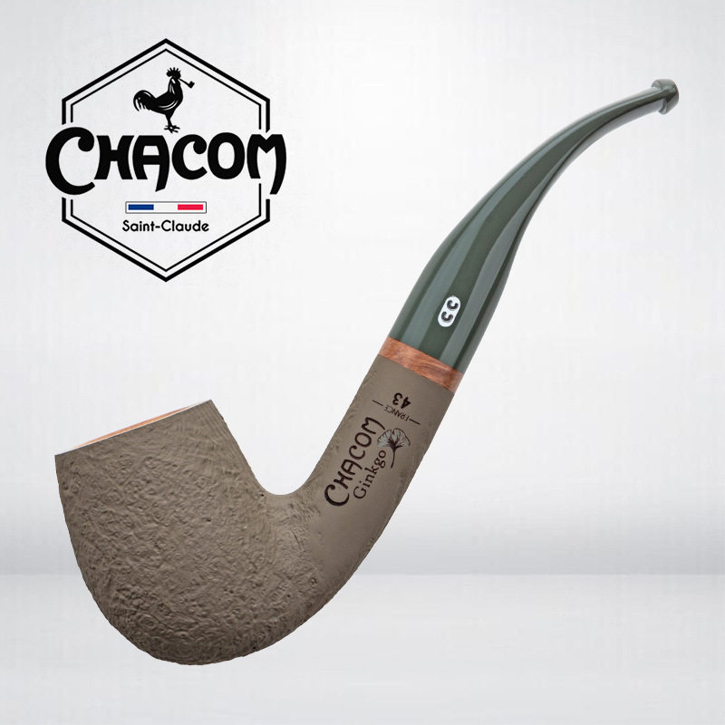 法国CHACOM烟斗Ginkgo系列9mm烟道石楠木喷砂弯斗直斗法国CC烟斗