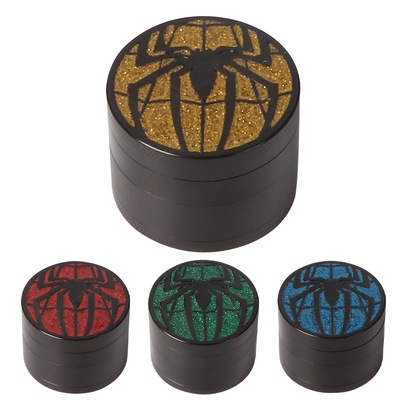 跨境热卖锌合金磨烟器手动50mm四层蜘蛛图案碎烟草药研磨器Grinde