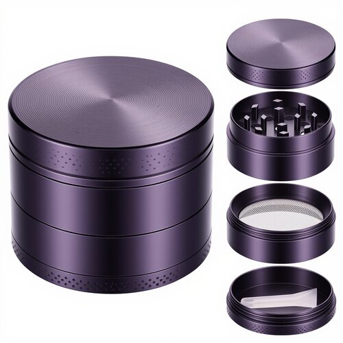 跨境锌合金磨烟器 4层40mm金属罐式平板手动烟丝研磨器 Grinder