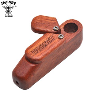 hornet跨境热销木头烟斗便携带存储功能收纳实木旋转烟斗WoodPipe
