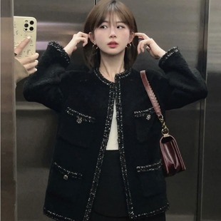 编织粗花呢休闲显瘦小个子短上衣 韩版 大码 女神小香风外套胖MM女装