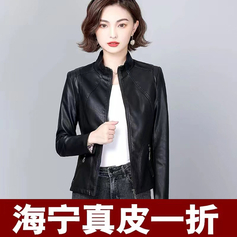 海宁真皮皮衣女士短款时尚显瘦立皮衣