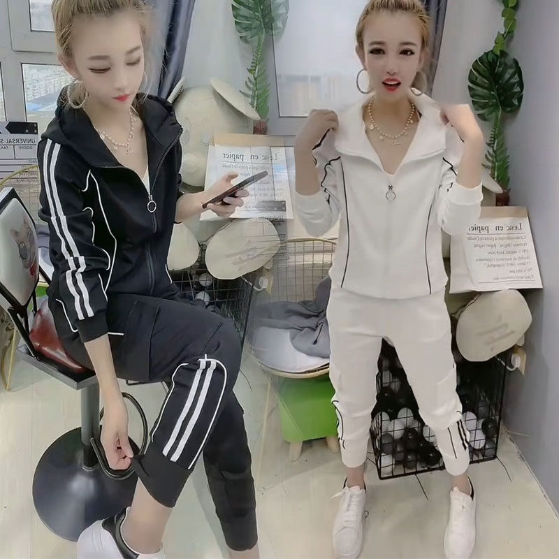 2026春季新款韩版气质连帽休闲女卫衣拉链外套工装裤洋气两件套潮,女装/女士精品,时尚套装,淘宝优惠券,粉丝福利购,淘宝优惠卷