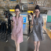 优雅高端国风连衣裙女2025夏季 新款 提花设计感宽松遮肉显瘦气质裙