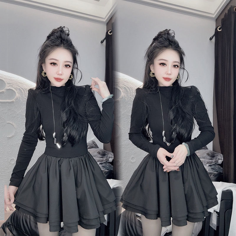 法式赫本风收腰显瘦蓬蓬连衣裙女