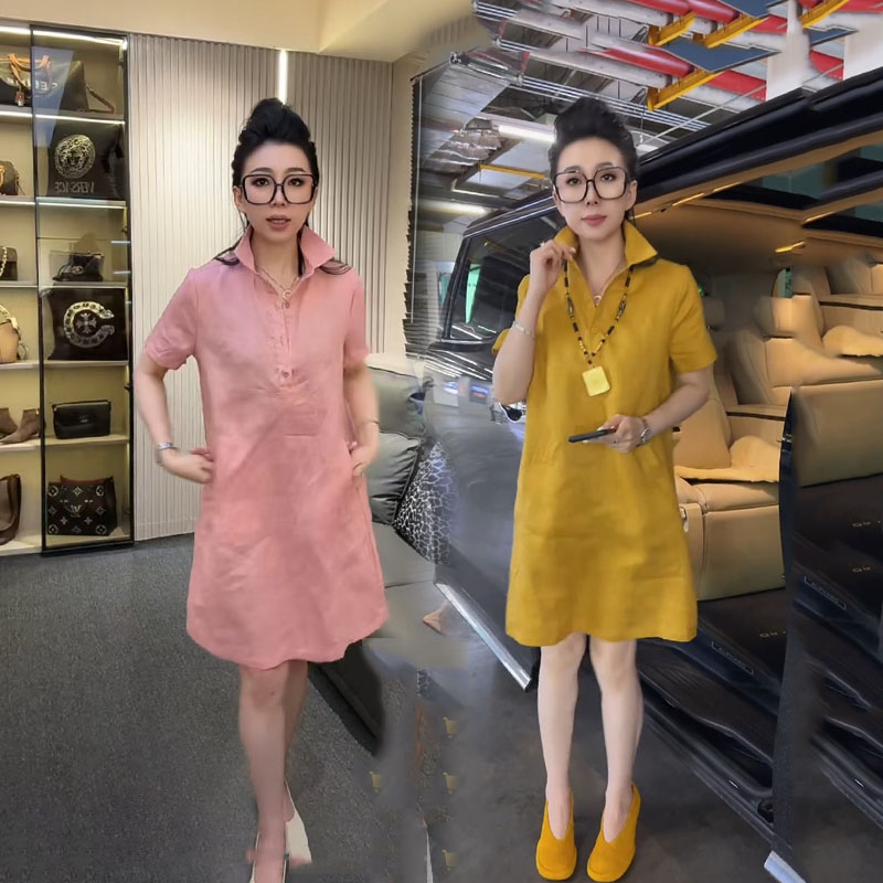 简约时尚宽松气质百搭麻料连衣裙