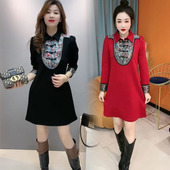 连衣裙国潮风中长款 2024年春季 新款 刺绣复古显瘦洋气本命年女裙冬