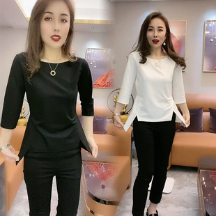 百搭T恤衫2026年春夏季新款打底时尚设小心机韩版显瘦不规则女衫