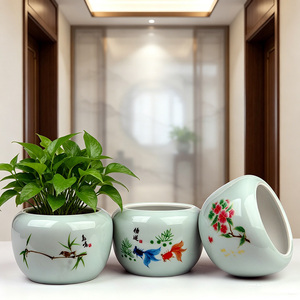 简约陶瓷圆形桌面水培花盆