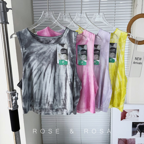 扎染无袖运动背心宽松显瘦T恤