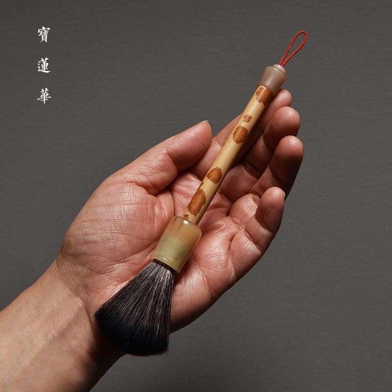 袖珍红湘妃竹养壶笔 小巧刷壶笔 老料竹壶刷子养茶壶毛笔茶道配件
