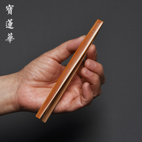 精制袖珍手工镜面老玉竹夹叶茶夹