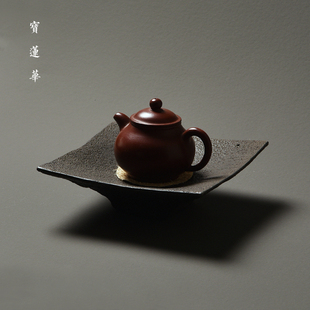瓦片天然玄武巖石壺承 石托盤點心盤石茶臺茶海 干泡石茶盤養(yǎng)壺托