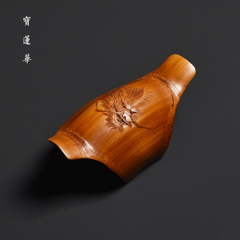 名家邱书文手工雕刻龟甲竹茶则 一物一图精品赏茶荷 茶玩茶道配件