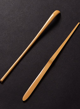 手工万目精磨玉竹茶拨茶针两件套 竹茶扒竹茶匙 竹制茶勺茶道零配