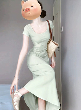 内搭连衣裙女名媛风裙子修身收腰小妈长裙御姐微胖A字包臀裙显瘦