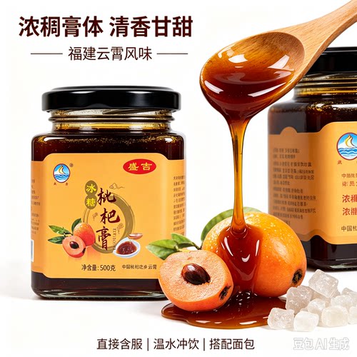 盛吉冰糖枇杷膏手工制作云霄原产地甜度适中浓稠500g*2瓶礼盒