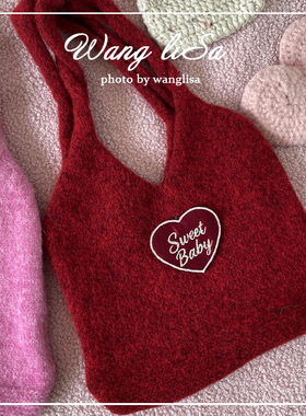 新款韩代时髦毛针织手提包女秋冬氛围感毛线编织包包