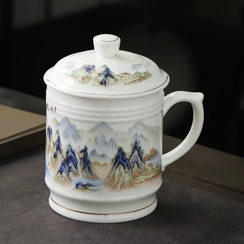大容量陶瓷水杯办公会议杯礼品