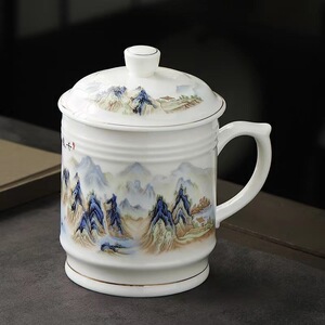 大容量陶瓷水杯办公会议杯礼品