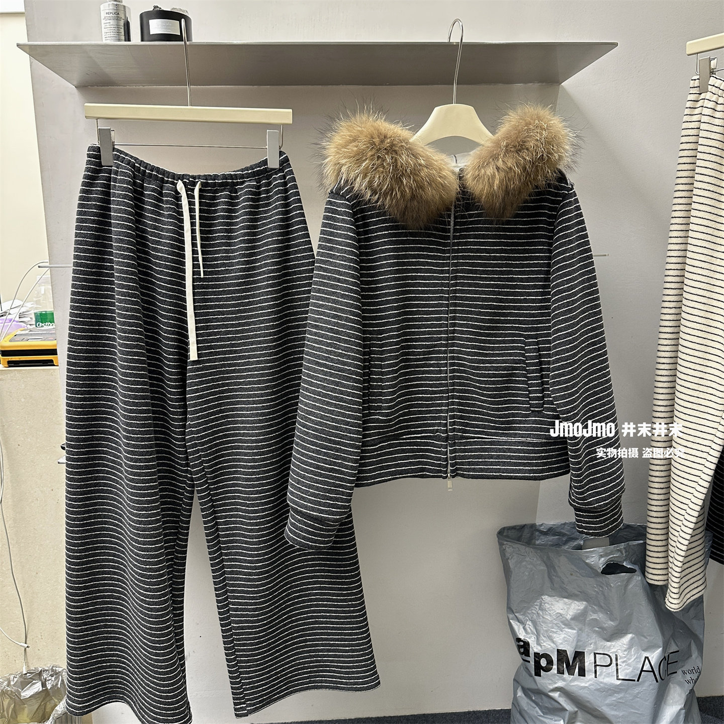 加绒貉子毛连帽卫衣外套冬