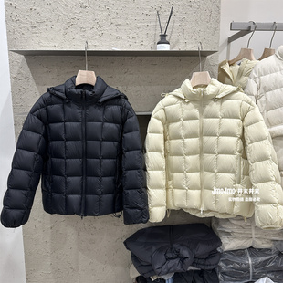 小方格短款连帽羽绒服冬季保暖显瘦90白鸭绒小个子软软糯糯短外套