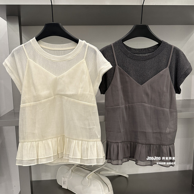 吊带+短袖T恤叠穿两件套女夏