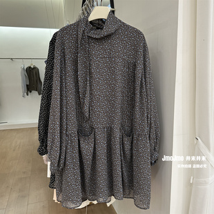 法式雪纺碎花连衣裙女春装新品小个子长袖减龄娃娃裙中长款短裙