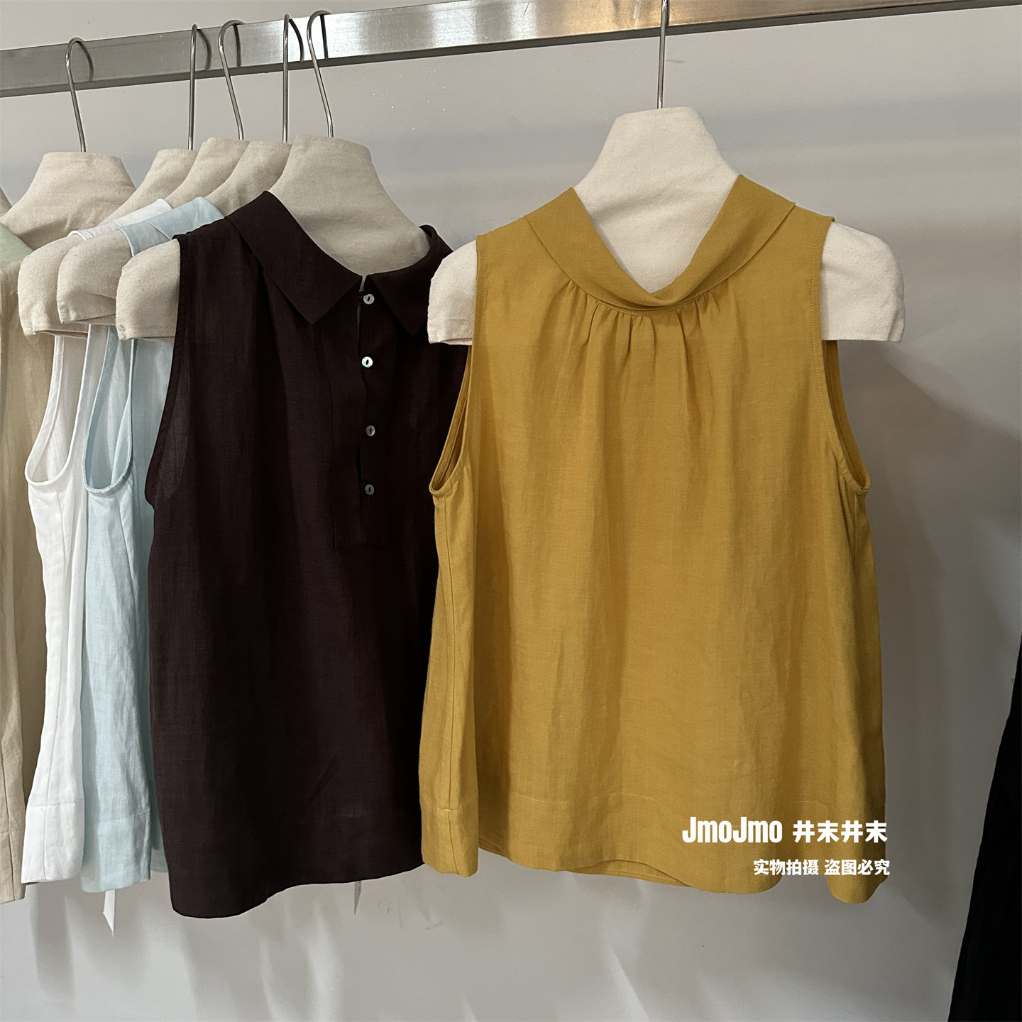 韩系通勤风莱赛尔苎麻后背扣子背心女夏新款宽松显瘦设计感上衣