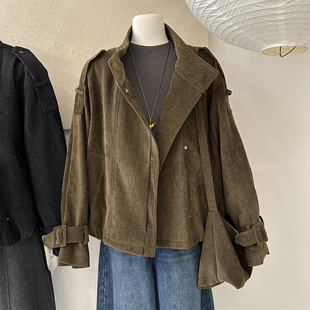 韩系大翻领白鸭绒内胆短外套配包包冬宽松显瘦休闲夹克气质羽绒服