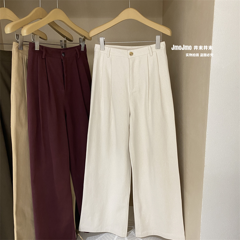 高腰韩系美拉德长裤休闲阔腿裤