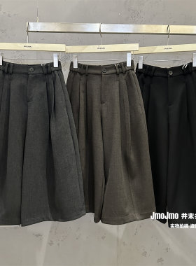 韩系压褶阔腿裤小个子七分裤