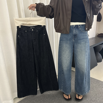 韩版复古时尚镰刀牛仔裤