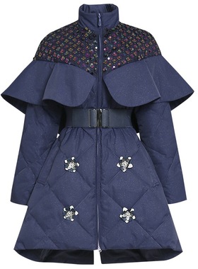 冬装新款复古时尚立领中长款A版宽松显瘦白鸭绒网红新款羽绒服