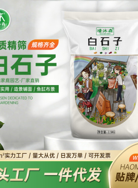 天然白色石头子鹅卵石铺地面白沙田园造景土雨花石砾石景观灭烟石