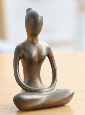 宇轩  现代简约创意瑜伽小摆件陶瓷工艺家居抽象人物开业礼品