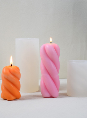 圆形跨境热卖ins风柱子蜡烛模具家居摆件装饰品硅胶模具