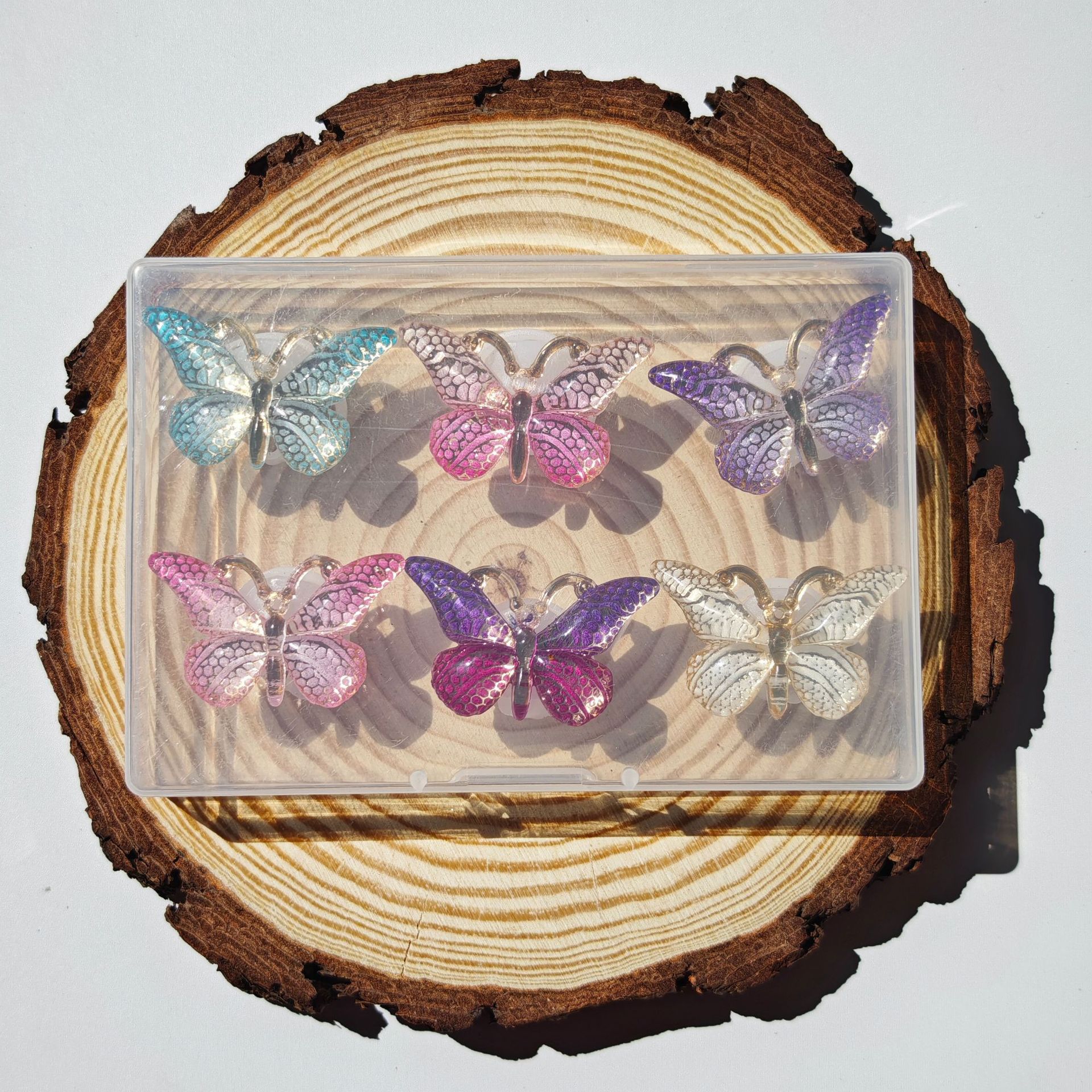 亚马逊树脂蝴蝶吸管塞史丹利杯配件吸管帽闪亮渐变装饰软胶防尘盖