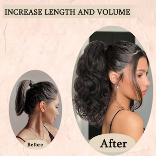 热销欧美抽绳网兜马尾假发水波纹抽绳接发马尾非洲马尾现货