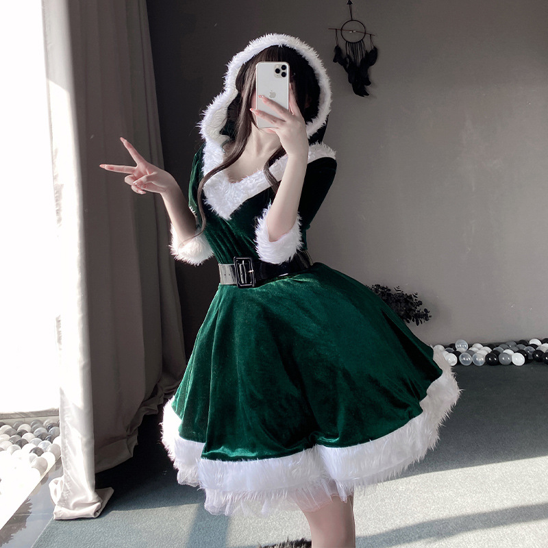 圣诞节主题衣服圣诞老人服装绿色麋鹿套装裙酒吧舞会夜场演出服女