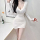 紧身气质长袖 连衣裙女内搭辣妹纯欲短裙包臀裙性感打底2025年春秋