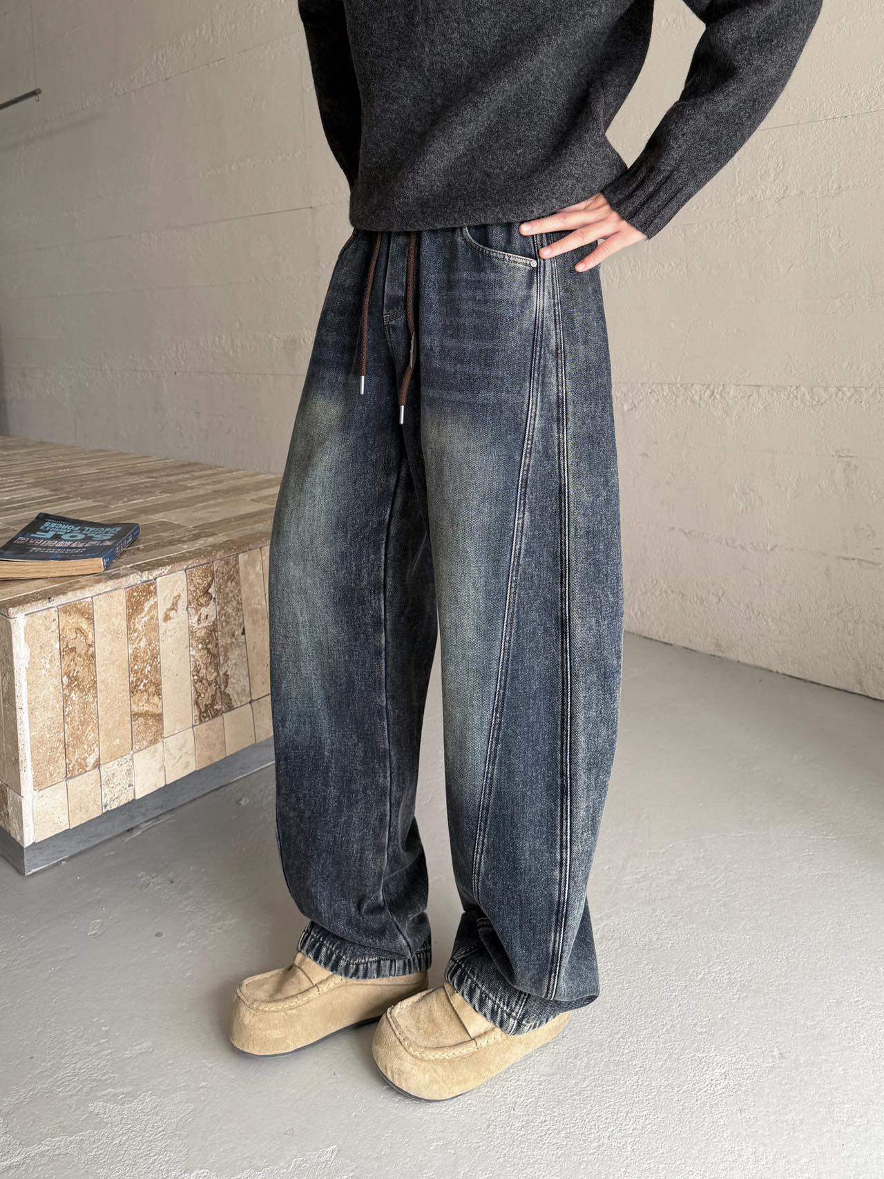 美式复古休闲裤男装秋冬季痞帅百搭直筒阔腿裤潮牌宽松运动卫裤潮,男装,牛仔裤,淘宝优惠券,粉丝福利购,淘宝优惠卷