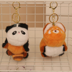 翻转变身小熊猫玩偶小浣熊公仔摆件公仔钥匙扣毛绒玩具陪伴玩偶挂